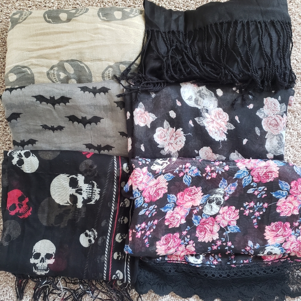 Gothic Skull, Bat, Floral Scarves and Wraps TORRID